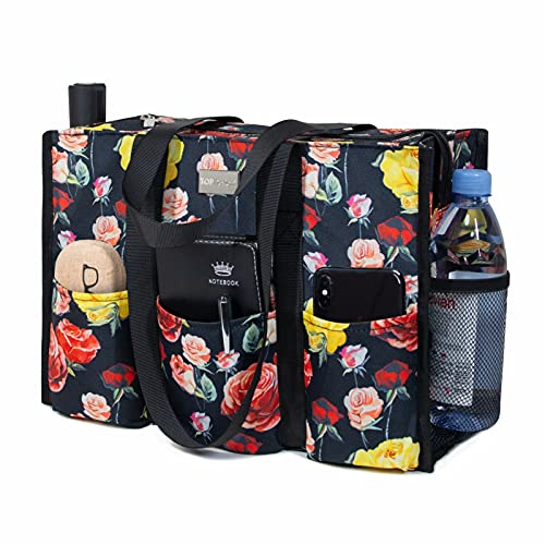 Image of TOPDesign Utility Water Resistant Tote Bag with 13 Pockets, Top Zipper Closure & Thick Bottom Support, for Working Women