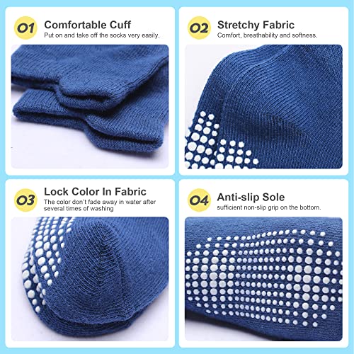 12 Pack Non Slip Kids Toddler Baby Socks with Grips 1-7 Years Boys Girls Cotton Ankle Socks Multi Colors4