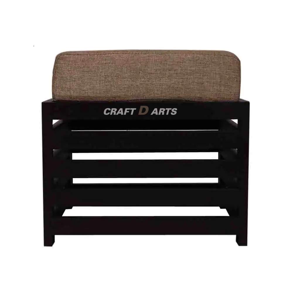 CRAFT D ARTS Sheesham Wood Designer Kitchen Stool | Wooden Stool | Ottomans | Pouffes | Footstools | Brown Cushion | Mahogany Brown Finish-image-8