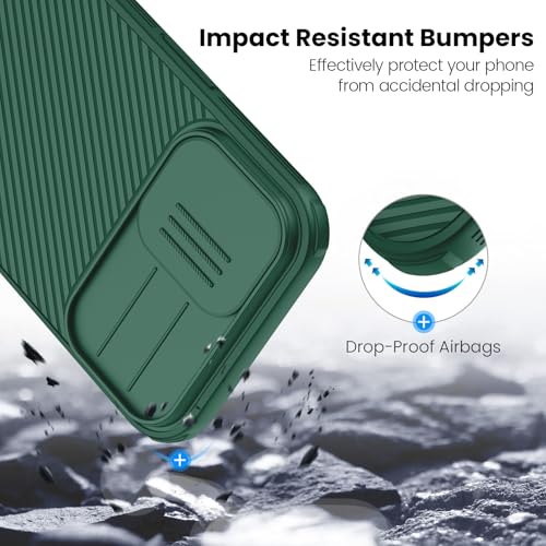 Image of Nillkin for iPhone 17 Case with Slide Camera Cover, Thin Slim Fit, Shockproof Protective, Protector Privacy, Phone Case iPhone 17 Camera Lens Protector 6.3 inch, Green