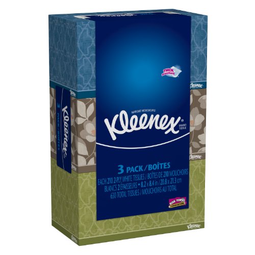 Image of Kleenex 2-Ply White Tissues, A4016, 210 Count (Pack of 3)