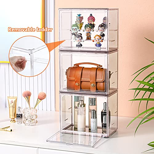 Vitrine aus Acryl,Schaukasten Vitrine Aufbewahrungsbox Abnehmbar Puppenvitrine mit Magnetisch Transparent Display Ständer für Sammlerstücke Action-Figuren Miniaturfiguren Home Lagerung 27x18x22 cm