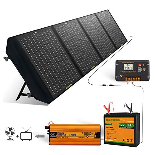 ECO-WORTHY Portable Power Station 360Wh Backup Lithium Battery, 110V/600W Pure Sine Wave AC Outlet, Solar Generator Kit: 120W Foldable Solar Panel+30Ah LiFePO4 Battery+600W Solar Inverter
