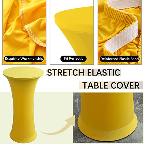 Image of Cocktail Table Covers - 2 Pack 24 inchx43 inch Fitted Highboy Table Cloth - Yellow