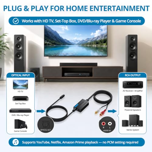 Image of AUTOUTLET 192kHz SPDIF to RCA Converter with Dolby AC-3 DTS 5.1ch