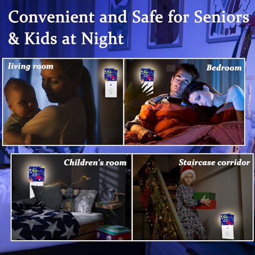 Image of Cartoon Transport Night Light, Plug-into Wall Blue Cars Trucks Nightlight Lamp with Dusk to Dawn Sensor, Led Lamp 0.5W Energy Efficient for Boys Girls Adults Home Decor