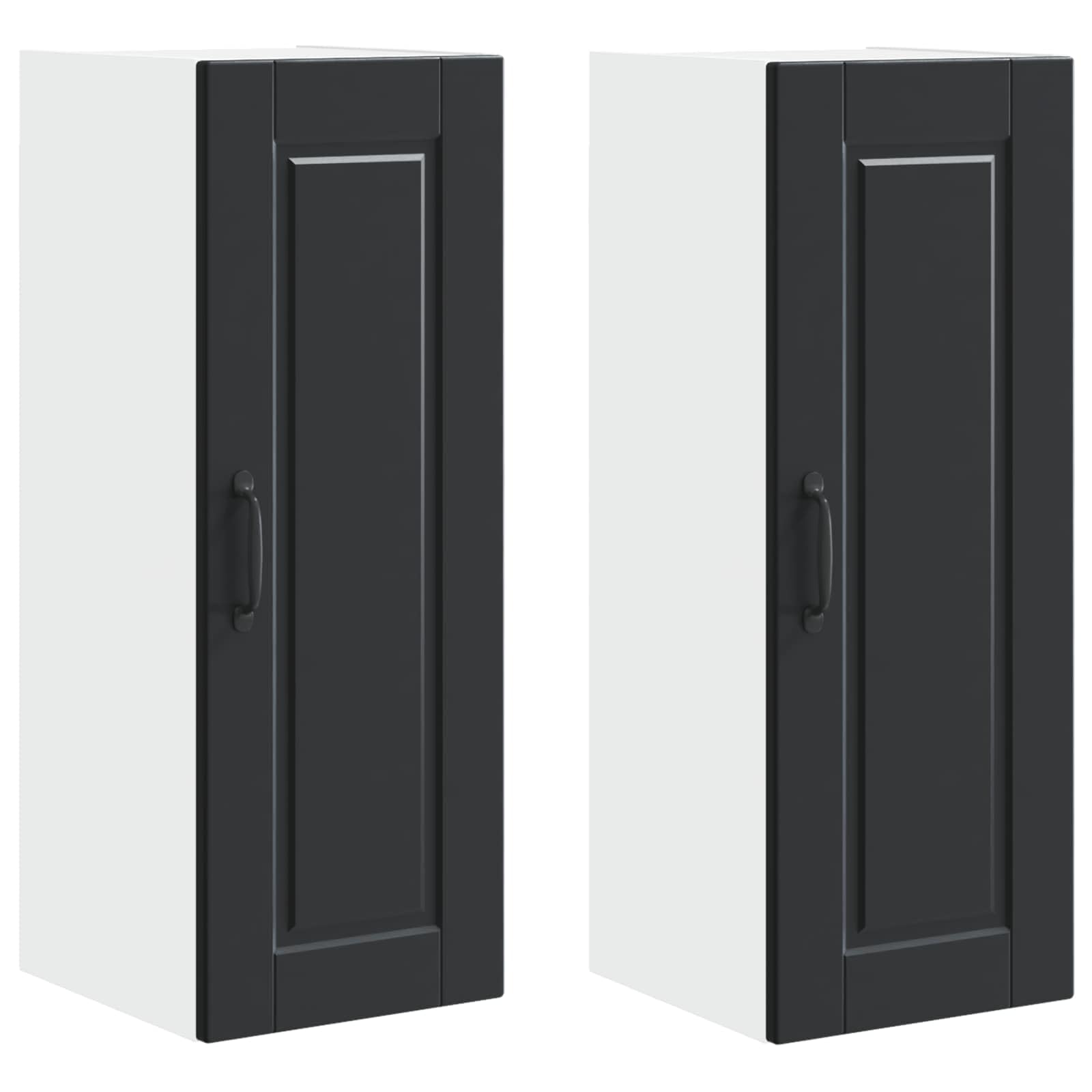 Wandschrank Porto, 2-teilig, Schwarz, Holz, 80 cm | Modernes Design, Küchenaufbewahrung, Regalfächer, pflegeleicht, feuchtes Tuch