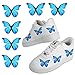 Schmetterling-Wärmetransfer-Aufkleber für Schuhe, personalisierbar, Schmetterlingsschuhe für Damen, 6 Stück, blau, 17 EU