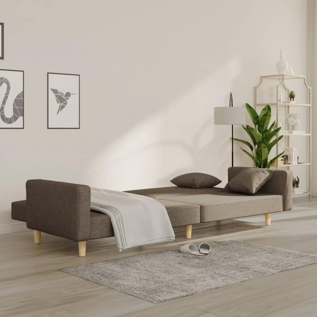 Sofá cama de 2 plazas color topo 220 x 84,5 x 69 cm de tela y marco de madera, diseño moderno, sofá plegable para salón, habitación de invitados, oficina