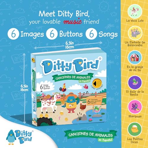 Ditty Bird | Spanish Animal Songs | Interactive Musical Sound book for toddlers 1- 3 | Bilingual Libro sonoro en español La Vaca Lola