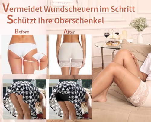 BestSale247 3er Pack Damen Unterrock Kurze Unterhose Unterkleid mit Spitze Slipshorts Underskirt Boxershorts (3er Pack/Weiß, L)