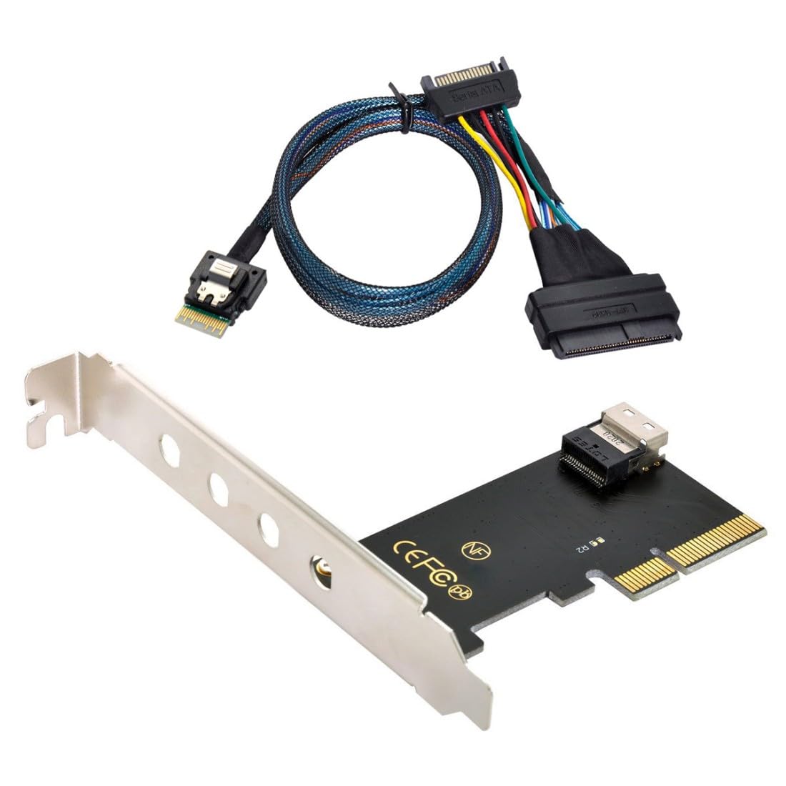 chenyang PCIe 4.0 X4 to Slimline SAS SFF-8654 Adapter with SFF-8654 to SFF-8639 Cable for U.2 SFF-8639 NVME PCIe SSD