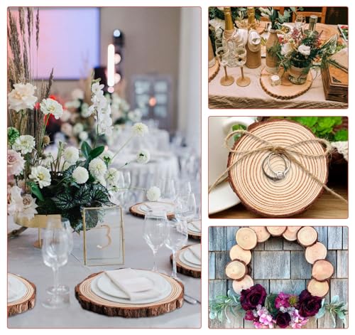 ilauke 8Pcs 8-9inch Wood Slices for Centerpieces, Unfinished Natural Wood Slices Rustic Wood Circles, Wooden Centerpieces for Tables/Wedding/DIY Crafts/Painting/Burning by ilauke - Image 4