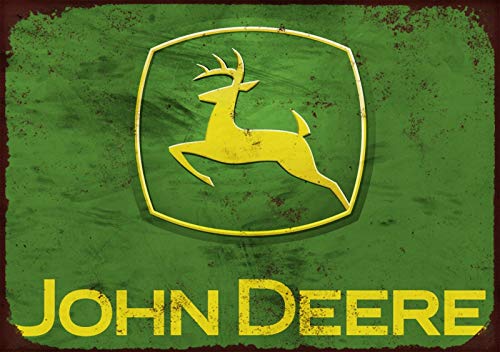KOMOBB John Deere Tractor Plaque en métal vintage pour décoration murale de garage 30,5 x 20,3 cm