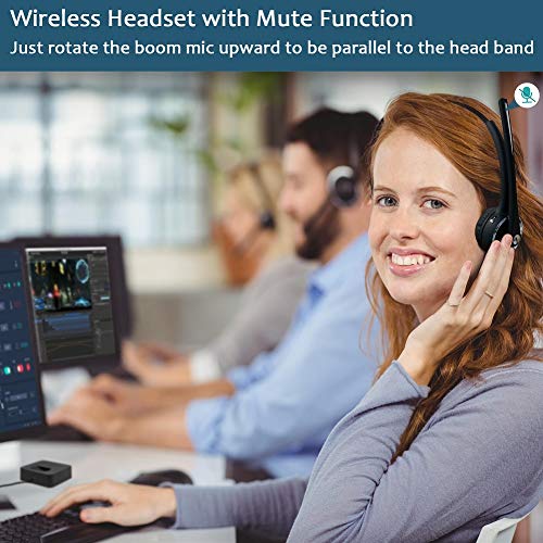 Banigipa Trucker Bluetooth 5.0 Headset With Mic For Cell Phones, Wireless Office On-Ear Headphones W/Charging Base, Cvc 6.0 Noise Cancellation Clear Talk Stream Music For Pc Skype Call Center, Mute #TOP3