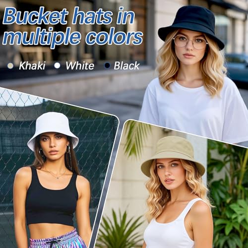 Image of Bucket Hats Bulk Solid Color DIY Blank Hat Bucket Hats for Men, Women and Adults