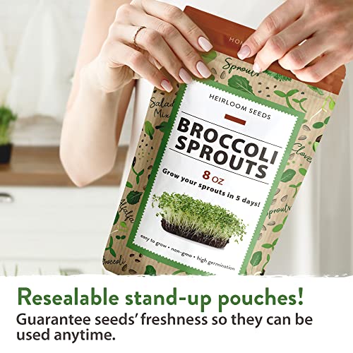 Home Grown HGBS-8OZ Broccoli Seeds For Sprouting Or Microgreens thumb #5