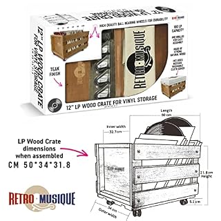 Retro Musique Caisse de Rangement pour disques Vinyle LP en Bois sur roulettes Peut contenir jusqu’à 100 Albums (dans… - Les Beatles, Paul McCartney, John Lennon, RIngo Starr, George Harrison Retro Musique Caisse de Rangement pour disques Vinyle LP en Bois sur roulettes Peut contenir jusqu'à 100 Albums (dans… – Image 5