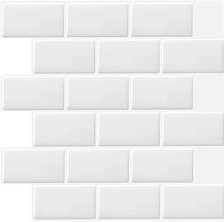 WoStick 10-Sheets 3D Self Adhesive Wall Tiles, Peel and Stick Wall Tiles, Splashback Tiles, Metro Subway Tiles Stick on Tiles for Kitchen & Bathroom(30.5x30.5cm)