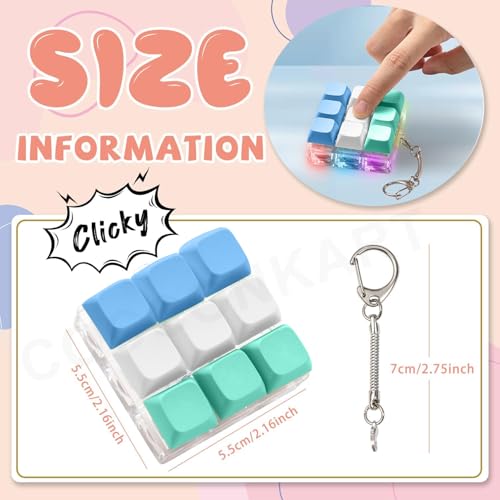 Image of 9 in 1 Keyboard Fidget Toy Handheld Clicky Fidget Keyboard with LED Light Keychain Detachable Mechanical Clicker Adult Stress Relief (Colourful)
