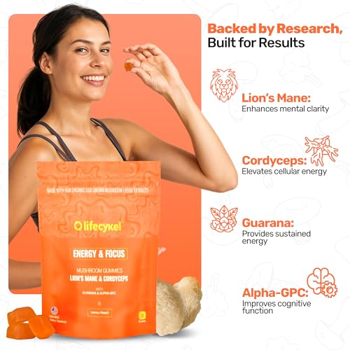 Life Cykel AM Energy & Focus Mushroom Gummies