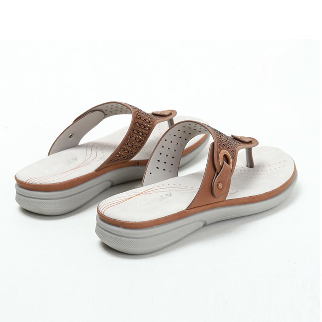 Chanclas para Mujer, Playa de Verano, Sandalias, Zapatillas con Punta Abierta para Exteriores, para Playas, Viajes, Vacaciones (marrón, 38 EU)