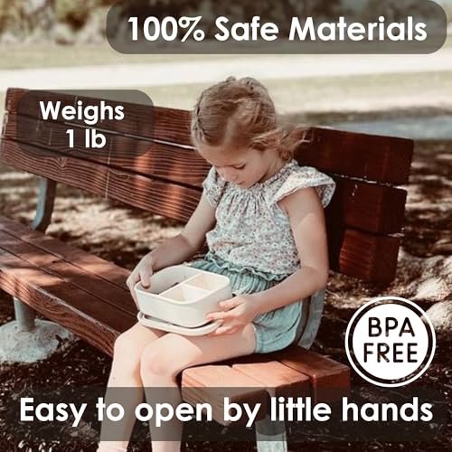 Ali+Oli Silicone Bento Box (Coconut) Lunch Box for Kids, Toddlers, Preschoolers & Adults | BPA-Free and Spill-Proof | Ideal for School, and On-the-Go Meals| Perfect for Lunch, Snacks, and Meals by Ali+Oli - Image 5