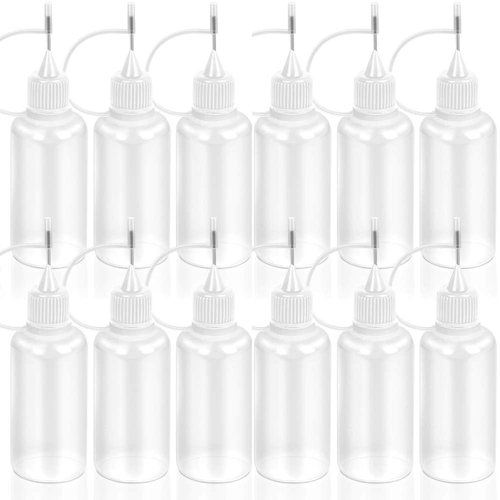 SYOSI 12 Pcs Precision Tip Applicator Bottles, 30 ml Liquid Dropper Filling Bottles, Needle Tip Glue Bottle for DIY Quilling Craft, Oiler Bottle, Small Gluing Projects, Acrylic Painting