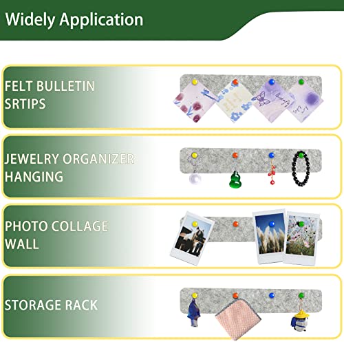 Bulletin Board, Jeethemy Felt Pin Board Bar Strips, Self Adhesive Cork Boards For Walls With 35 Push Pins For Bedrooms Offices Home Decoration,5 Pack,Light Grey #TOP3