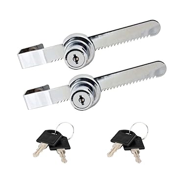 Sissinda Sliding Glass Door Lock Display Case Lock Ratchet Lock with Chrome Finish, Security, Keyed Alike Showcase Display (2 PC)