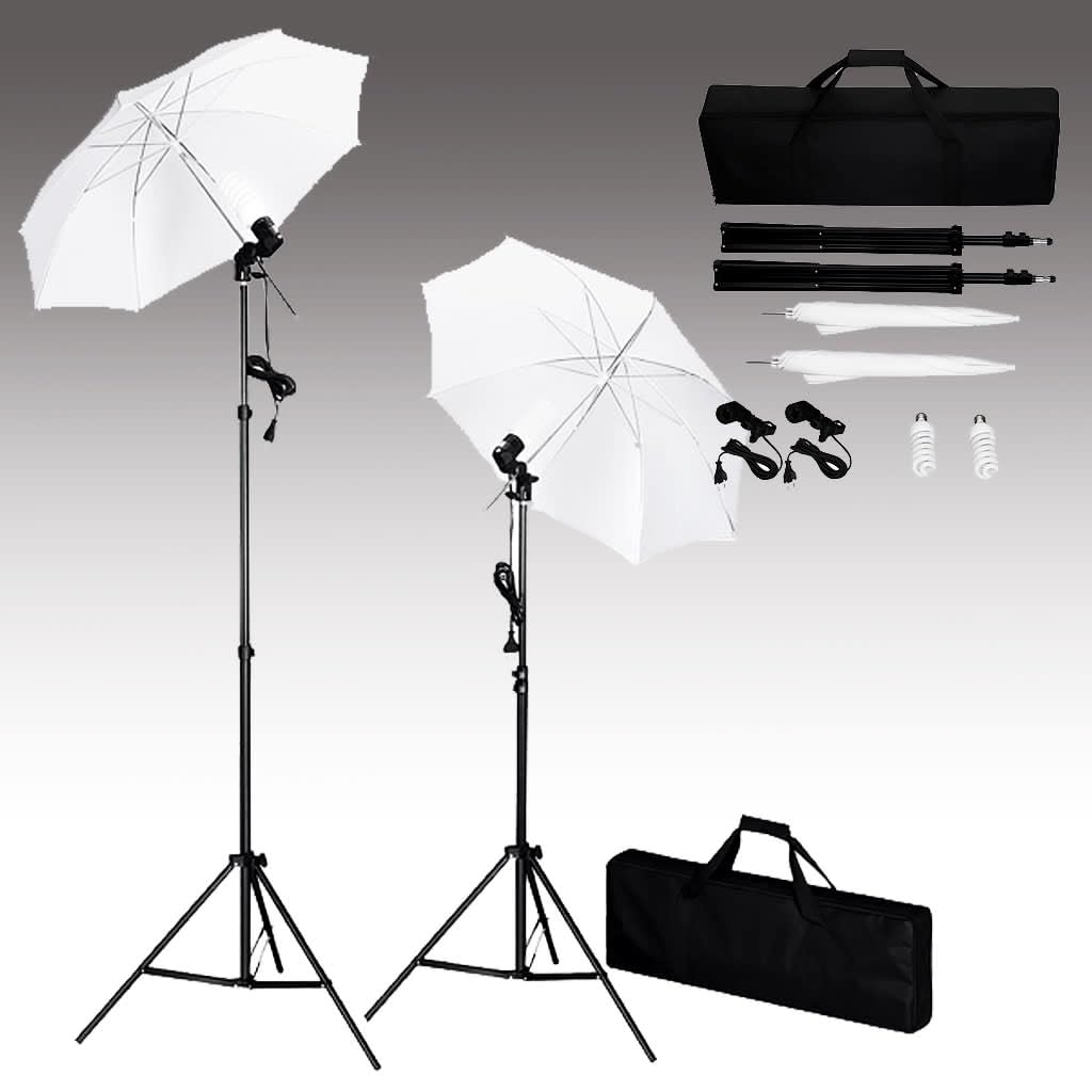 Set Luci Studio Fotografico VidaXL Con Stativi E Ombrelli - 2 Lampade 100W - Foto 13