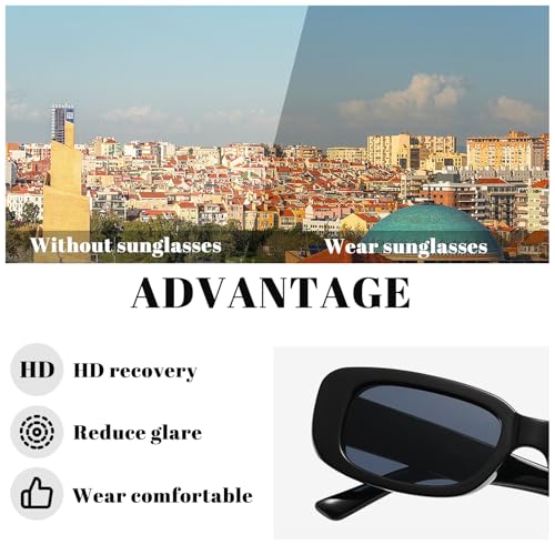 Exquisite Collection of 4 Unique Colored Retro Rectangle Sunglasses for Women – Perfect for Beach ，Driving and Casual Outfits 4 Pack3
