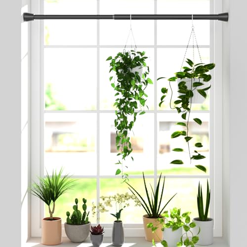 Image of Black Tension rod 16 to 26 Inch Spring Curtain Rods No Drilling Small Rods Adjustable Tension Curtain Rod Expandable Pressure Spring Rod for Doorway,Kitchen