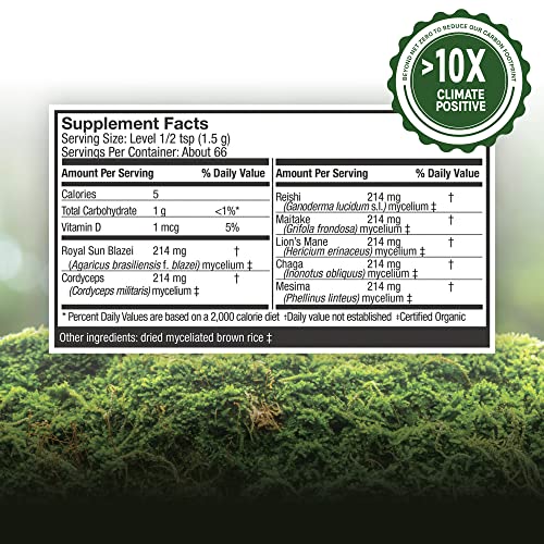 Host Defense Stamets 7 Mushroom Powder - 7 Species Blend - Mushroom Supplement for Immune Support with Royal Sun Blazei, Cordyceps, Reishi, Maitake, Lion's Mane, Chaga & Mesima - 3.5 oz (66 Servings)* - Image 4