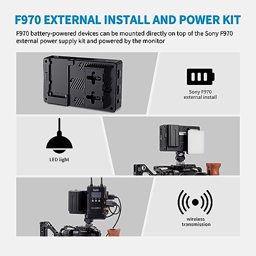 Image of FEELWORLD 1600Nit 4k Ultra Bright Camera Video Monitor 5.5 Inch HDMI Touch Screen DSLR Field Monitor 1920x1200 IPS F970 External Power and Install Kit