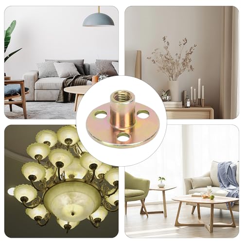 NAHUAA 12 Stück Flanschmuttern M8 T Mutter Einschlagmutter 3 Loch Kohlenstoffstahl Flansch mit Runder Basis für Befestigung Verbindungsmöbel