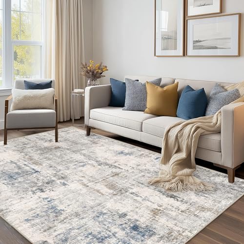 FMFUNCTEX 4x6 Washable Brown Neutral Abstract Modern Area Rug for Entryway