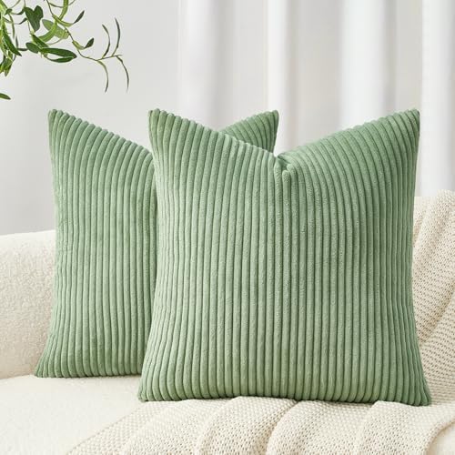 Topfinel Kissenbezug 80x80 Kordsamt 2er SetDekokissen Sofakissen Patchwork Design Deko Wohnzimmer Bett Schlafzimmer Sofa