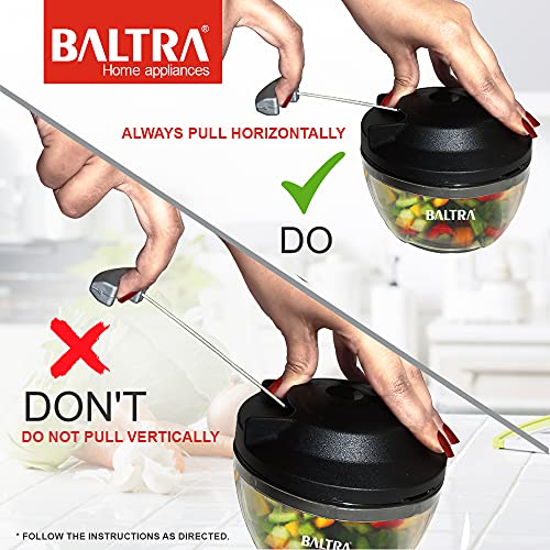 Image of BALTRA Kwik Handy Manual Food Chopper Vegetable Cutter 450 ml, gray (BHC-201)