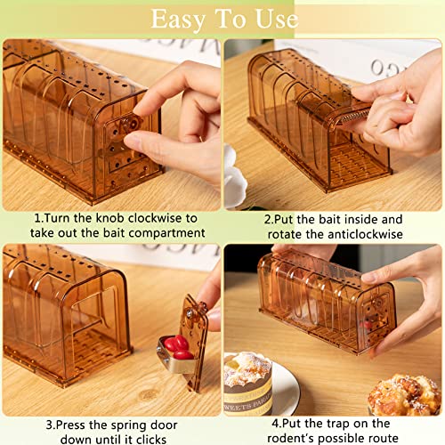 Qualirey Rat Trap Humane Mouse Trap Catch And Release Mouse Traps Indoor For Home No Kill Mole Trap Live Rodent Trap Pest Control Traps Mice Trap For Indoor Outdoor House Home Use (Brown, 4 Pcs) #TOP2