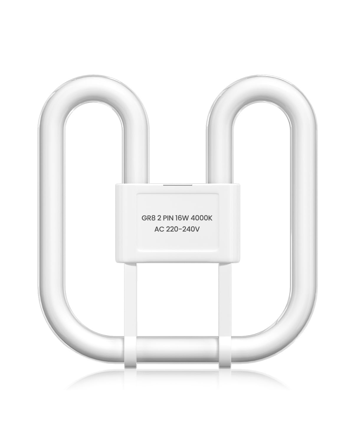 Lamptobe 16W 2D Square 2-Pin GR8 Compact Fluorescent Light Bulb- Natural White 4000K GR8 DD Flat Butterfly Bulb AC 220-240V 2 Pin CFL Lamp for Bathroom Recessed Ceiling Light, Not Dimmable (1-Pack)