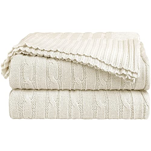 uxcell 100% Cotton Knitted Throw Blanket for Sofa...