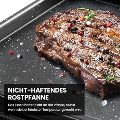 SUPERLEX Elektrogrill mit Teppanyaki-Platte (27cm) für drinnen/draußen – Antihaft-Grillplatte, Graphen-Heiztechnologie, stufenloser Thermostat & zusammenklappbares Design. Ideal für Camping, Balkon – Bild 8