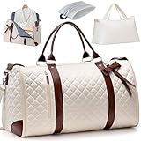 GARPROVM Anzugtasche Reisetasche für Damen, 3 in 1 Umwandelbar Kleidertaschen 2 Säcke Design mit Abnehmbar Handgepäck, Wasserdicht Wochenende Kleidersack Tasche für knitterfreie Reise (Beige)