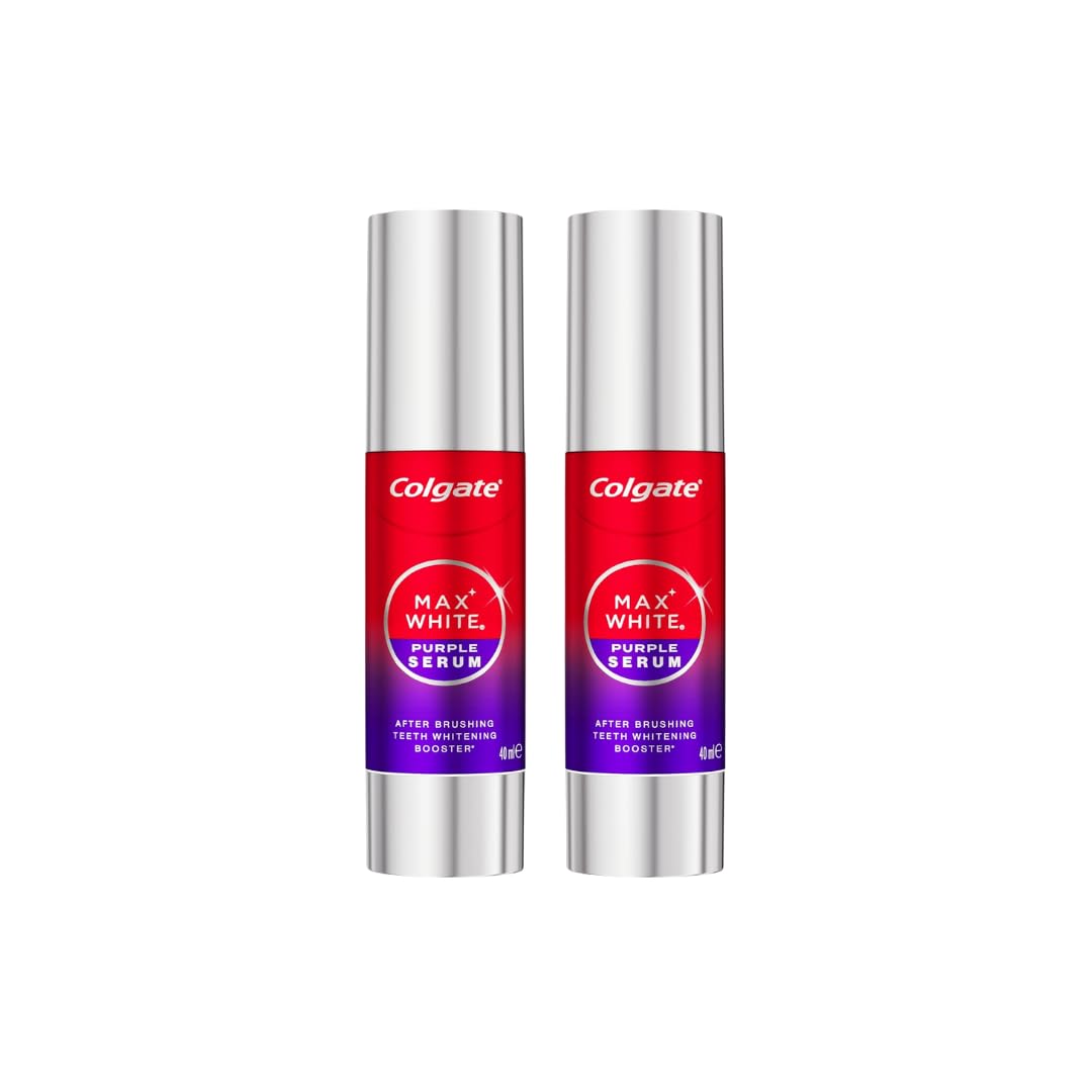 COLGATE - Set di 2 - Siero Max White Purple - Booster di bianchezza dopo il dentifricio - Correzione istantanea del colore - Un sorriso più bianco e brillante fin dal primo utilizzo - 2 x 40 ml
