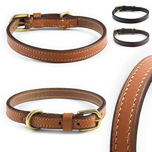 Pear Tannery - Classic Line: Hundehalsband Ungepolstert, Aus Weichem Vollrindleder, Mini XXXS 18-25cm, Hellbraun Cover
