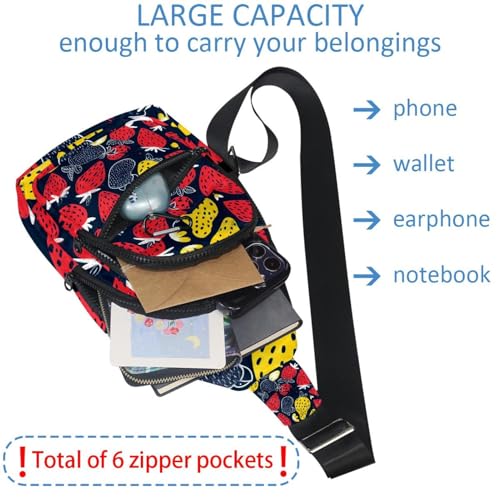 Mochila cruzada de fresas con correa ajustable para running y senderismo 5