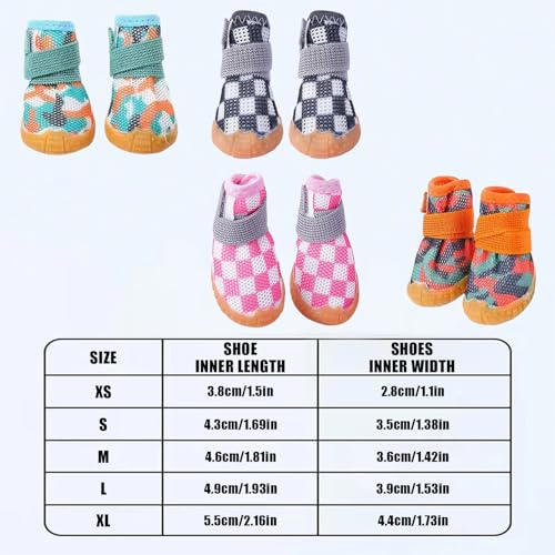 4 Stück Hundeschuhe Pfotenschutz für Kleine Hunde, Sommer Atmungsaktive Hundestiefel mit Anti-Rutsch Gummisohle, Hundeschuhe Pfotenschutz für heiße Straßen Spazierengehen Outdoor (Schwarz, S)