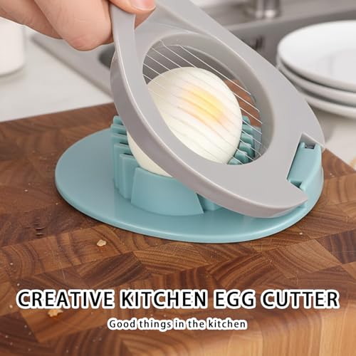 Egg Slicer for Boiled Eggs, 2 Pack Boiled Egg Cutter Set, Hard Boiled Egg Slicer for Perfectly Even Slices, Compact and Lightweight Design for Easy Storage(Gray Green + Blue Gray) - Image 4