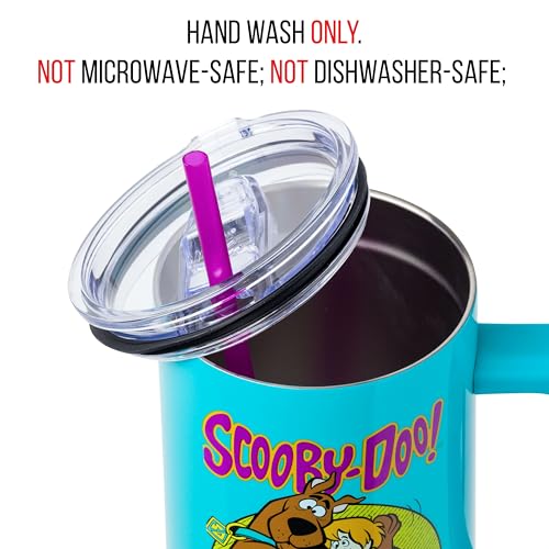 Image of Silver Buffalo Scooby-Doo Stainless Steel Tumbler with Handle Featuring Shaggy and Scooby-Doo, Fits in Standard Cup Holder, 40 Ounces (Pack of 12)